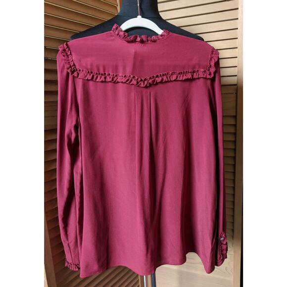NWT PINKO Burgundy TOP With LACE & Ruffle - Picture 2 of 5